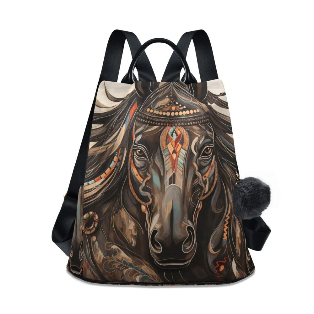 9468 Tribal Horse Backpack Purse Travel Casual Daypack College Bookbag Work